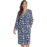 Dreamcrest Women’s Snap-Front House Coat Flannel Duster Robe with Pockets