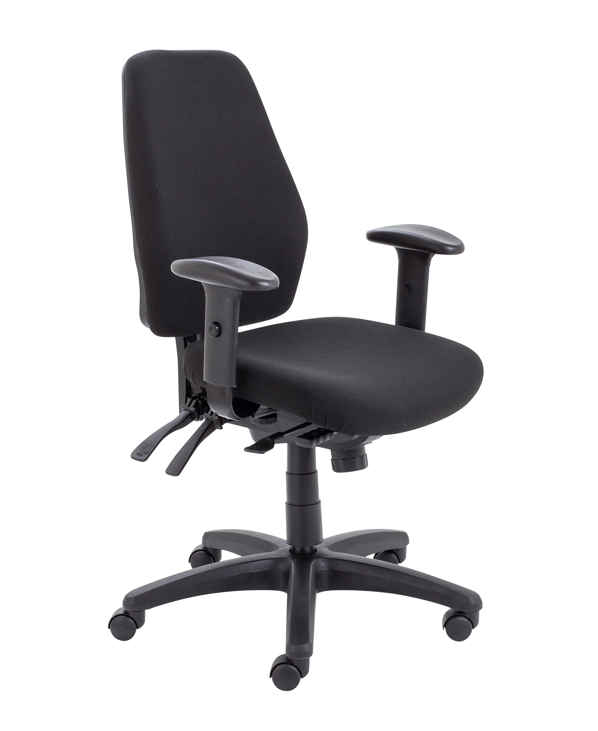 Office Hippo 24-Hour High Back Office Chair, Orthopaedic Design Chair with Adjustable Arms, Ratchet Back and Tilt, Moulded Seat & Back, 5 Year Component & 2 Year Upholstery Guarantee - Black