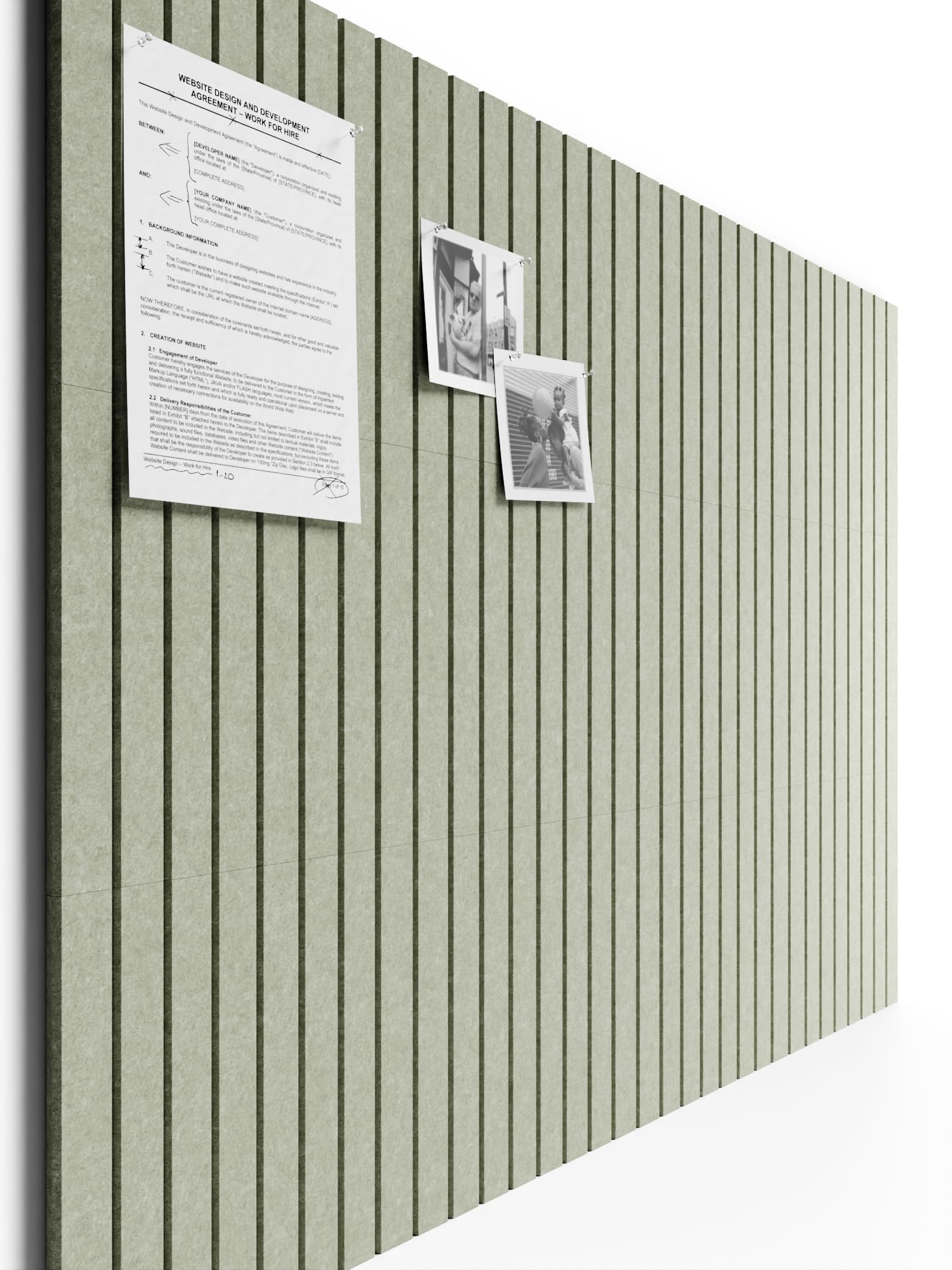 Photo 1 of *** NEW FACTORY SEALED *** Bumusty Large Cork Board Alternative-48 x 36" Felt Bulletin Board Tiles, with 30 Pushpins, 70 Adhesive Tabs, 12-Pack Slat Wall Paneling, Cork Boards for Office Push Pin Board Felt Board-Sage