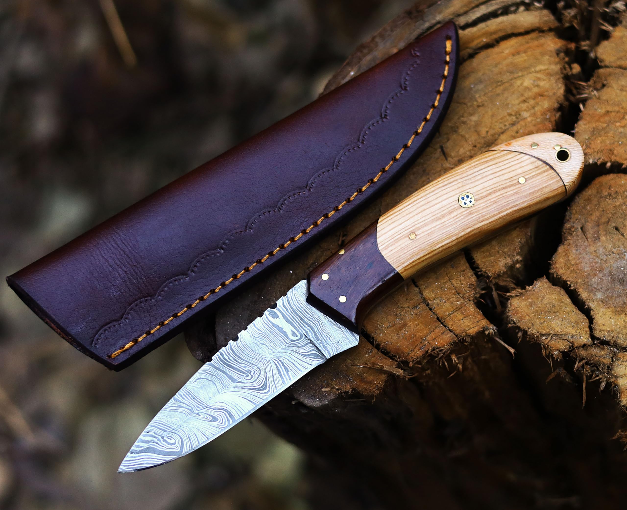 Viking Hunter Fixed Blade Knives Damascus Steel