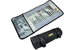 MAGG HEVI Drill Bit Organizer Bag,Thick Wear-resistant Oxford Tool Case Holds 36 Bits,Small Tool Pouch With Zipper,Portable Socket Organizer for Carpenter,Mechanic,Diy Enthusiasts (CASE ONLY)