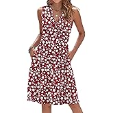 AUSELILY Womens Summer Dresses 2026 Sleeveless V Neck Wrap Floral Sundress with Pockets