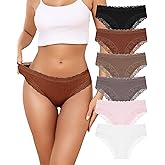 Aijolen Women's Cotton Bikini Underwear Brazil Cut Panties Lace Cheeky Hipster Soft Stretch Breathable 6 Pack