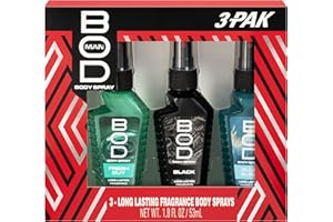 BOD man Body Spray Gift Set, Black, Fresh Guy, Blue Surf, 3 Piece
