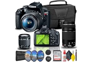 Canon EOS Rebel T7 DSLR Camera with 18-55mm and 75-300mm Lenses + Creative Filter Set, EOS Camera Bag + Sandisk Ultra 64GB Ca