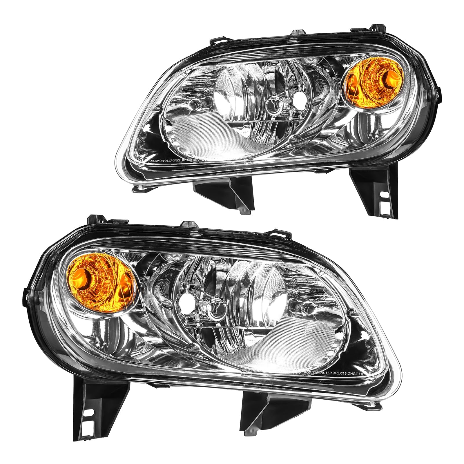 Photo 1 of *PARTS ONLY?SELLING AS IS* *Light piece broken* MARSFLUX Headlight Assembly Chrome Housing Amber Reflector OE GM2502262, GM2503262 Replacement For Replacement for 2006-2011 Chevy HHR, Pack of 2 Driver and Passenger Side