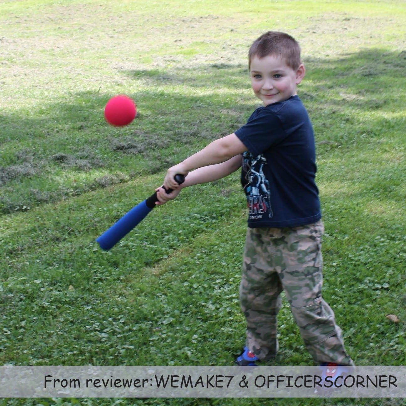 CeleMoon [Mini Size] Super Safe Kids Foam 16.5 inch Baseball Bat Toys with 2 Balls for Children Age 1 2 3 yrs Old, Portable Carrying Bag Included, Blue: Sports & Outdoors
