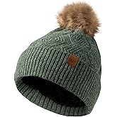 Britt's Knits Womens Stylish Warm Knit Mainstay Plush-Lined Pom Pom Cold Weather Hat