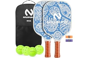 niupipo Pickleball Paddles Set of 2/4/1, USAPA Approved Graphite Carbon Fiber Pickleball Rackets, Polypropylene Honeycomb Core, Cushion 4.72In Grip, Bag/Cover, Pickle Ball Paddle Set for Men Women