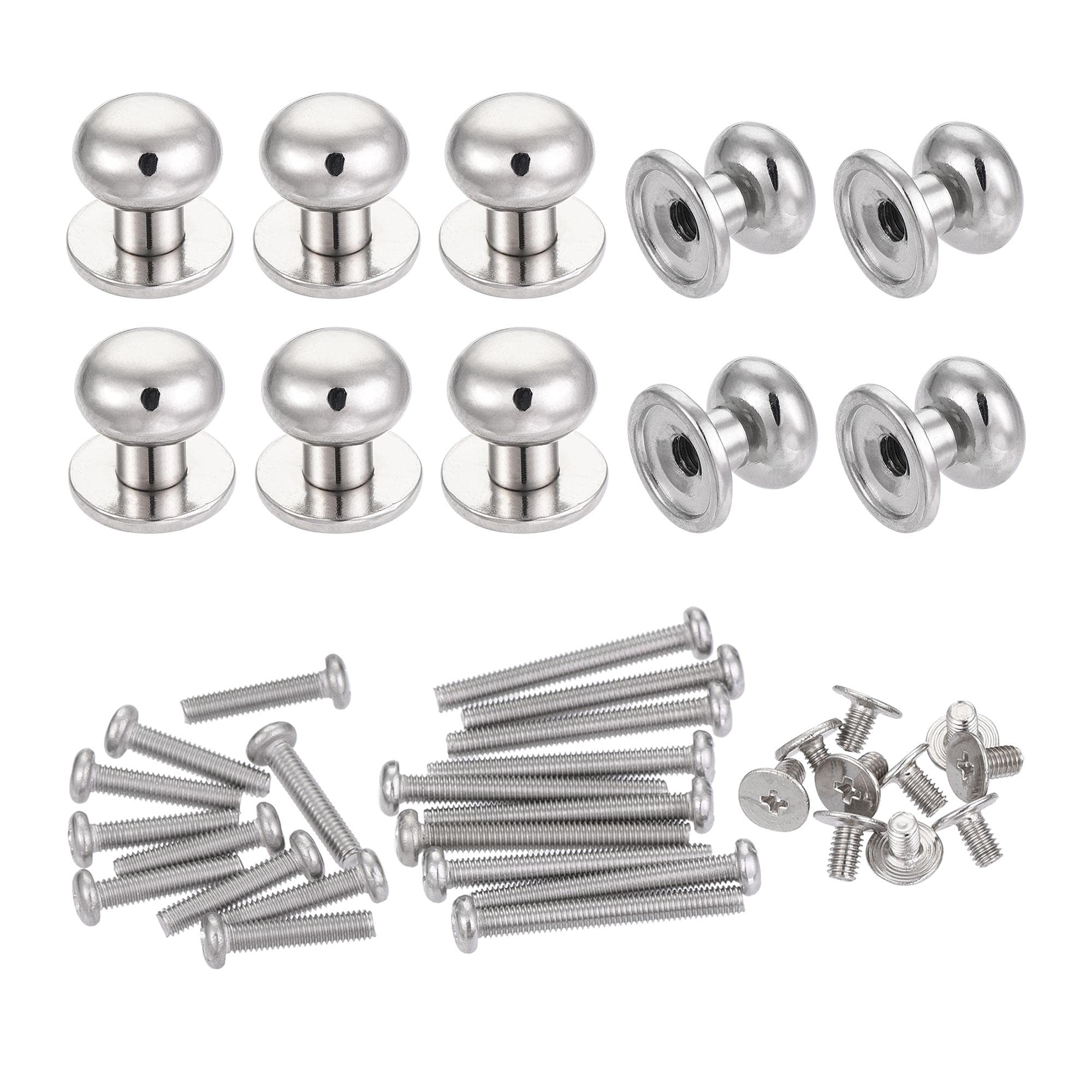 sourcing map 9mm Head Dia. Round Knobs Pull Handle, 10pcs Zinc Alloy for Drawer Pulls Gift Box Cabinet Door Knobs with Screws, Silver Tone