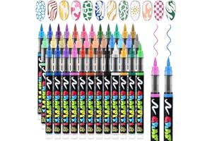 EBANKU 36 Colors Nail Art Pens Set, Quick Drying Nail Polish Pens 3D Soft-Tip Acrylic Paint Nail Pens for Nail Art, Nail Point Dotting Liner Pen Sets for Home & Salon Nail DIY Art Design Tools