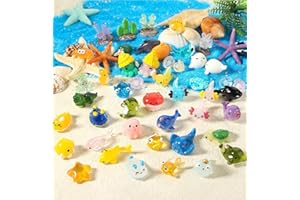 dsooldre 48Pcs Mini Ocean Resin Animals Figures,Ocean Creature Figurines for Aquarium Decor,Fish Tank Ornaments,Fairy Garden & Dollhouse Accessories,Tiny Marine Animals for DIY Crafts