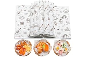 Tenceur 150 Pcs Deli Wax Paper Sheets for Food Mexican Wax Paper Sandwich Wrapping Fiesta Waterproof Grease Resistant Picnic Basket Liners 9.8 x 8.3 Inch for Kitchen Cooking Frying Handmade
