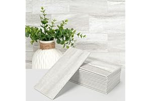 Art3d 102-Piece Faux Stone Peel and Stick Backsplash Tile, Waterproof Thick PVC Stick On Subway Wall Tile for Kitchen Bathroo