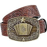 LALATCH Western Cowboy Belts for Men Women, Cowboy Cowgirl Leather Belt Western Buckle Belt for Jeans Gifts Christmas