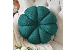 DDLIURY Round Throw Pillow, 17.7" Round Cushion Pillows Pumpkin Decorative Pillows Floor Cushion for Couch Bed Sofa Chair, Dark Green Aesthetic Circle Seat Cushion Home Decor Pillow for Bedroom Living Room