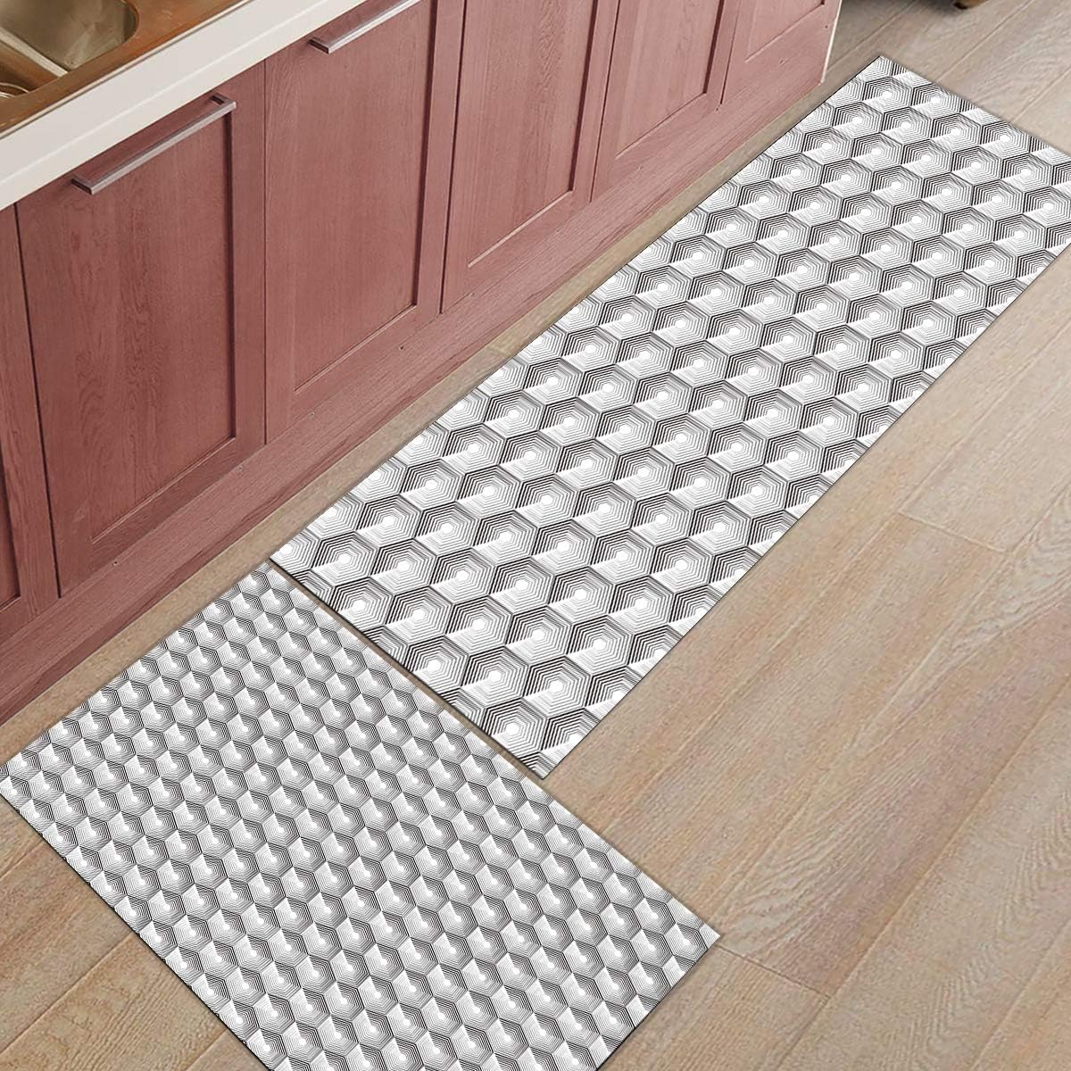 FAMILYDECOR 2 alfombras de cocina y felpudos antideslizantes de goma