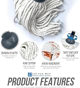 TDBS 2pk Cotton Mop Heads Twist Lock Socket Super Absorbent Floor Mop view 2