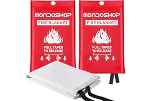 Mondoshop Fire Blankets Emergency for Kitchen Home - Emergency Fire Retardant Blanket for Home Fireproof Blanket for Camping, Grill, Car, Office, Warehouse, School, Picnic, Fireplace
