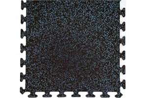 American Floor Mats Fit-Lock 3/8 Inch Heavy Duty Rubber Flooring - Interlocking Rubber Tiles (24" x 24" tile) 10% Grey - Single Border Tile