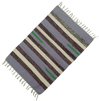 Beyondliving Handgemachte Baumwolle Jute Teppich Streifenmuster