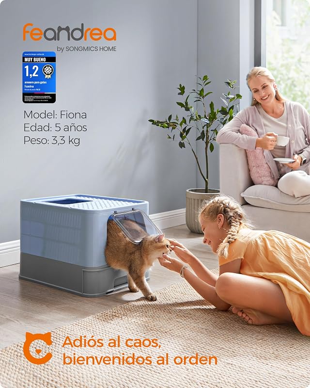 Arenero Gato, Bandeja Extraíble, Carga de 15 kg, Pala