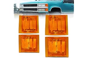 Bestview Front Turn Signal Corner Light Assembly, Upper Lower Side Marker Reflector Lamp, Chrome Housing Amber Lens Compatible with Chevy C/K 10 Pickup Truck 1500 2500 3500 1994-1998 Tahoe 1995-1999