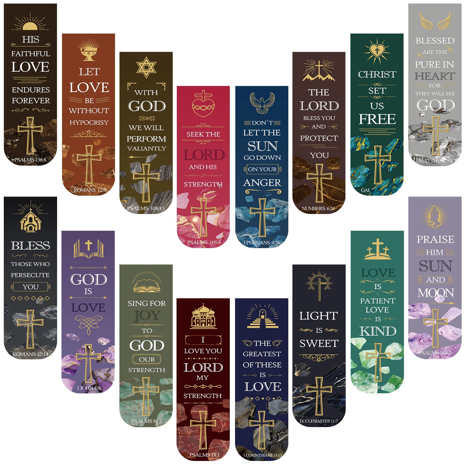 Zonon 48 Pcs Bible Verse Magnetic Christian Bookmarks, 0.8x4.7in Inspirational Scripture Book Markers for Women Men Religious Motivational Page Clips Book Lovers Reading Gifts(Fresh Style)