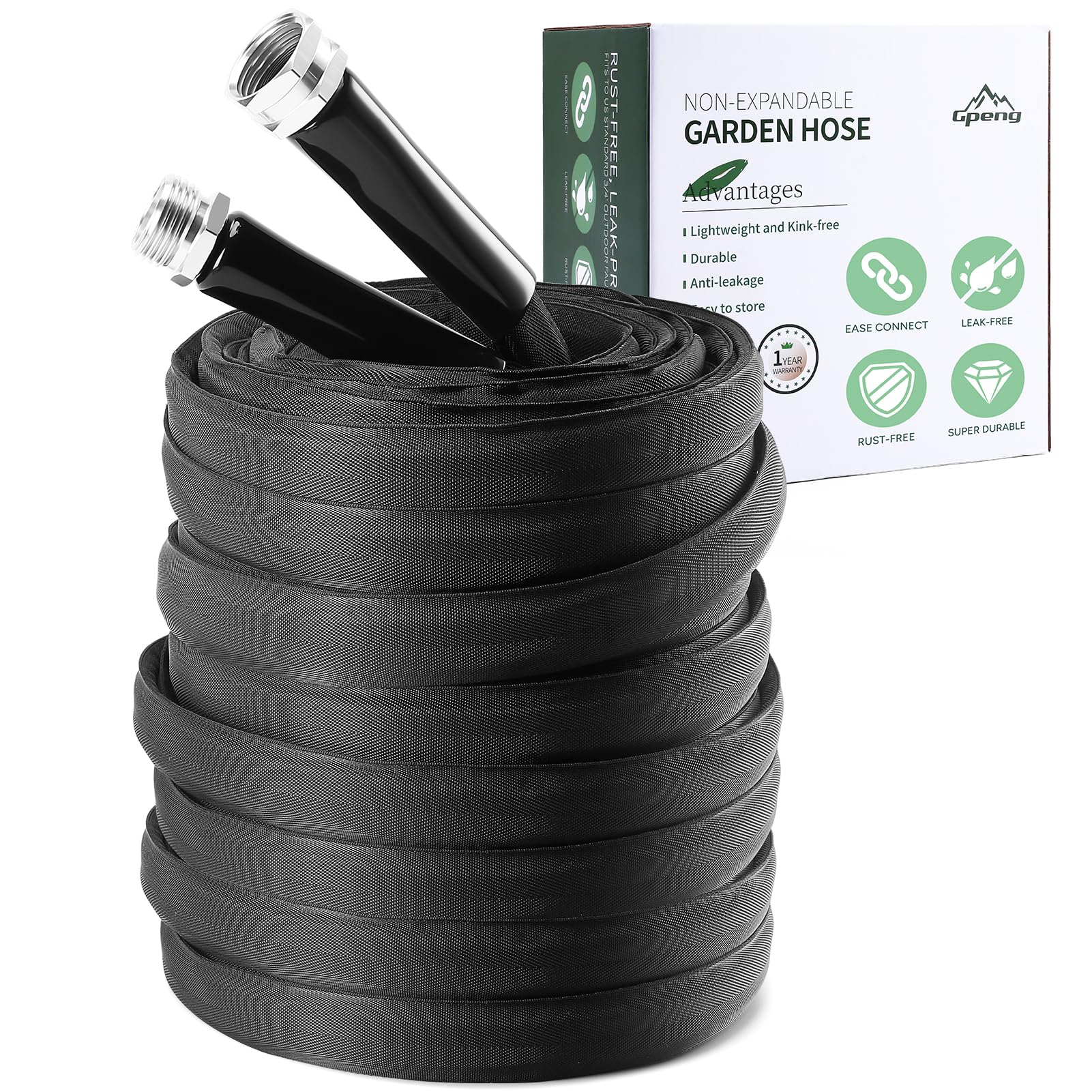 Photo 1 of Garden Hose, 100ft Non-Expandable, Lightweight Water Hose, Leakproof & Durable Design, Easy to Store for Gardening, Car Washing, Pet Bathing