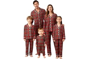 Wobame Christmas Family Pajamas Family Matching Sleepwear Xmas Long Sleeve Jammies Matching Holiday Pajamas