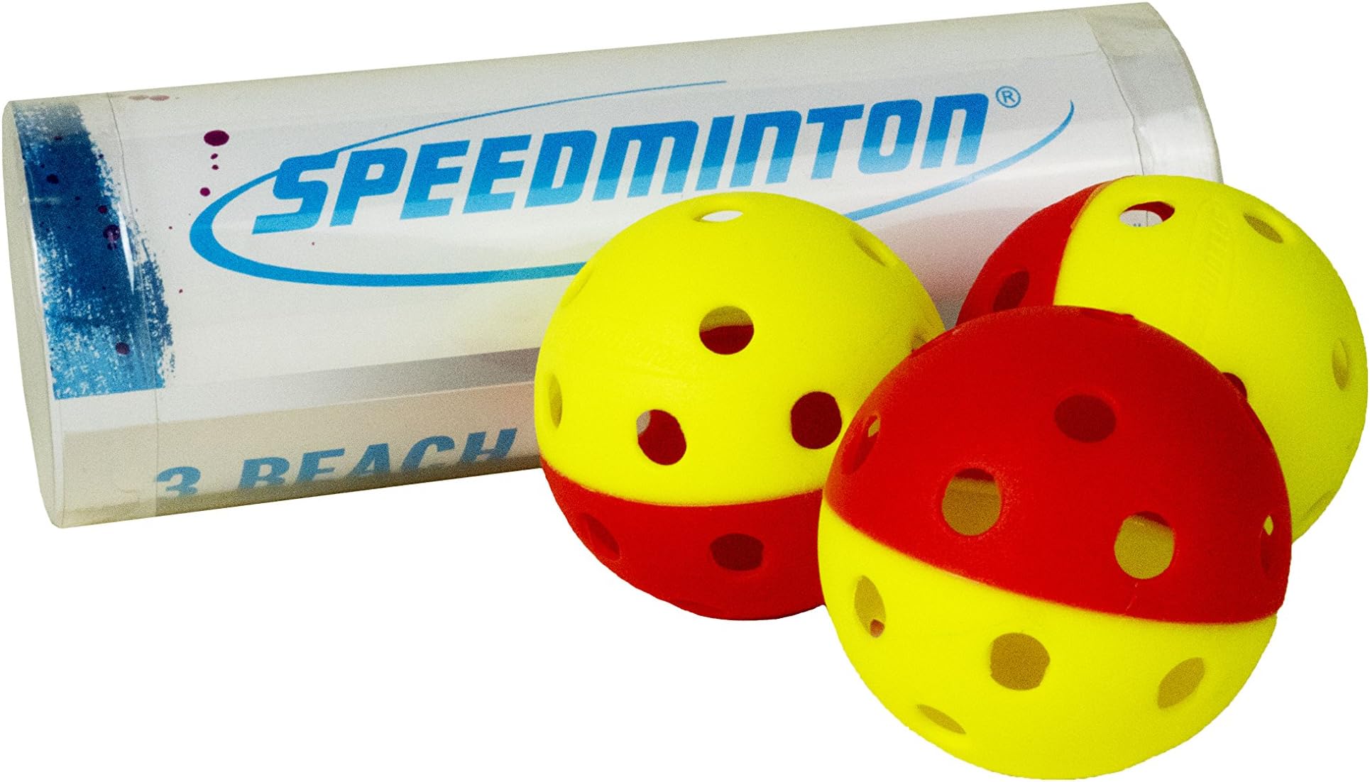 Speedminton Rubber Beach Paddle Balls for Smashball, Pro Kadima, Surfminton, Frescobol and Other Wooden/Plastic Racket Paddle Games, Yellow/Red (00854310007064)