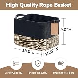 TIMEYARD Woven Storage Basket Cotton Rope 33x25x22.5cm Black Jute view 3