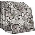 szgwtk 3D Wallpaper Peel and Stick, 10PCS, Waterproof Self Adhesive Decorative 3D Brick Stone Wall Paneling for Living Room Bedroom Kitchen Bathroom Interior Wall (New Stone)