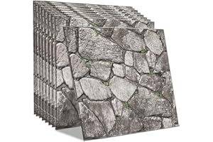 szgwtk 3D Wallpaper Peel and Stick, 10PCS, Waterproof Self Adhesive Decorative 3D Brick Stone Wall Paneling for Living Room Bedroom Kitchen Bathroom Interior Wall (New Stone)