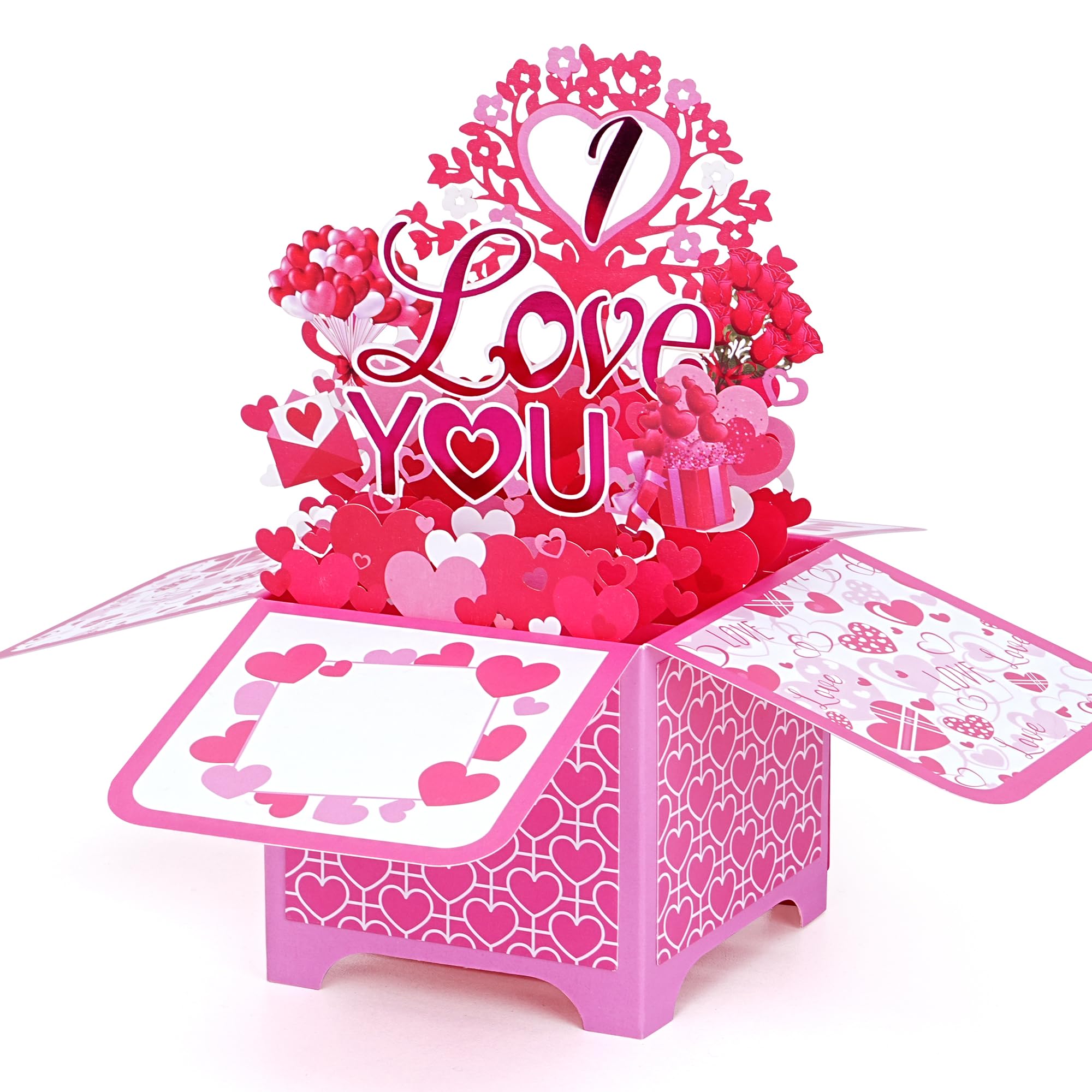 Giiffu I LOVE YOU Pop Up Card, 3D Greeting Cards for Valentines Day, Handmade Valentine’s Gift for Wife, Girlfriend, Mom, 3D Popup Greeting Cards with Note Card and Envelope
