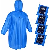 Mindful Design Rain Ponchos with Drawstring Hood Disposable Emergency Poncho for Adults