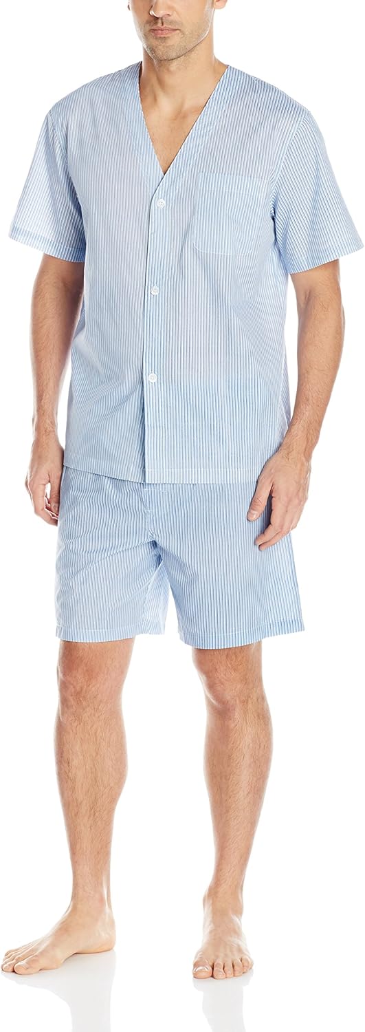 Fruit of the Loom Men's Broadcloth Short Sleeve Pajama Set: Clothing