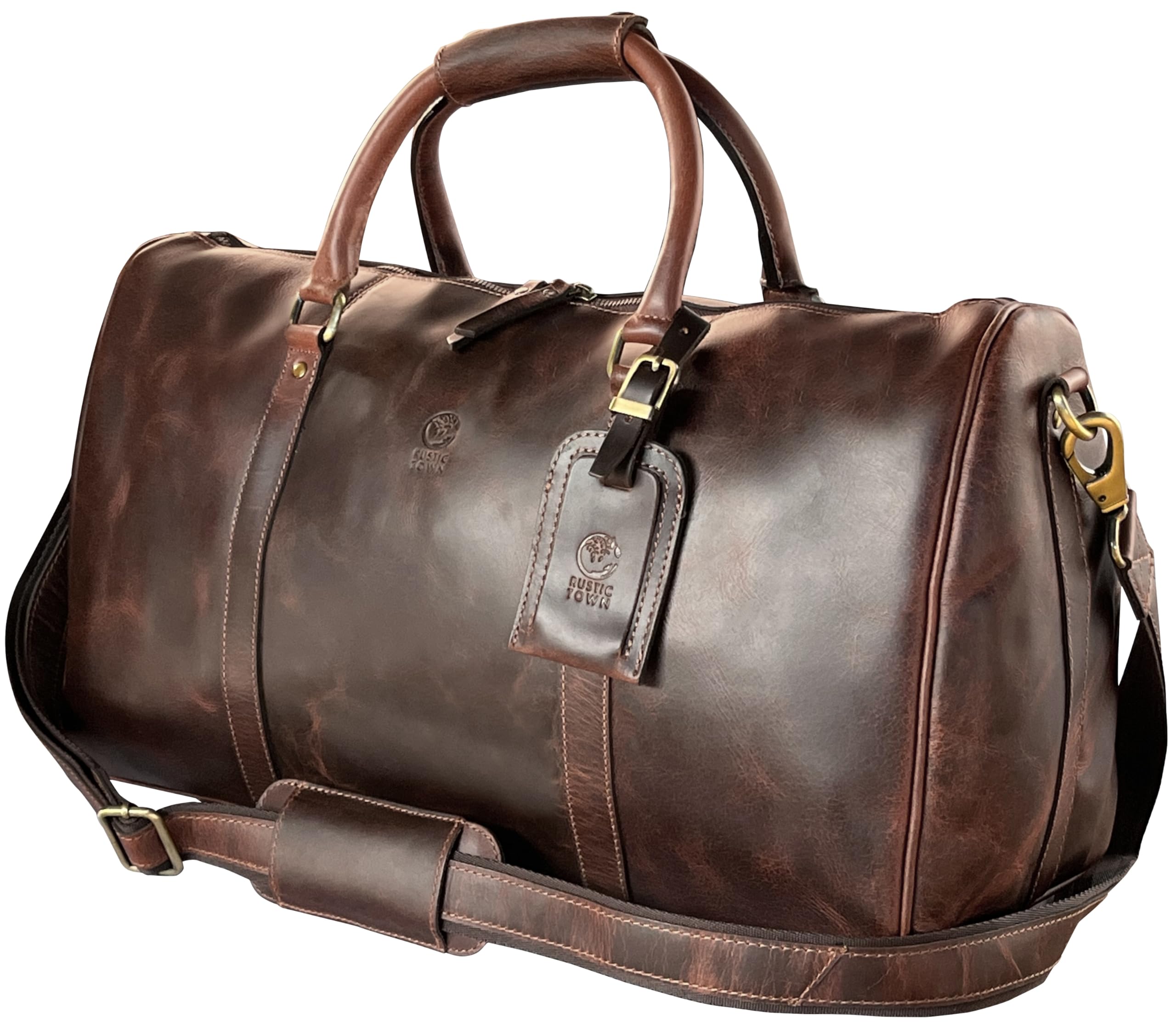 Leather Holdall Bags for Men - Travel Overnight Duffle Bag - Weekend Carry On Suitcase - Underseat Flight Cabin Duffel Bag