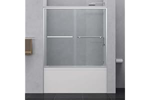 ENSO SENKA 60" W x 58" H Semi-Frameless Bypass Sliding Bathtub Shower Door, Easy-to-Clean Treated Clear Tempered Glass, Polished Chrome