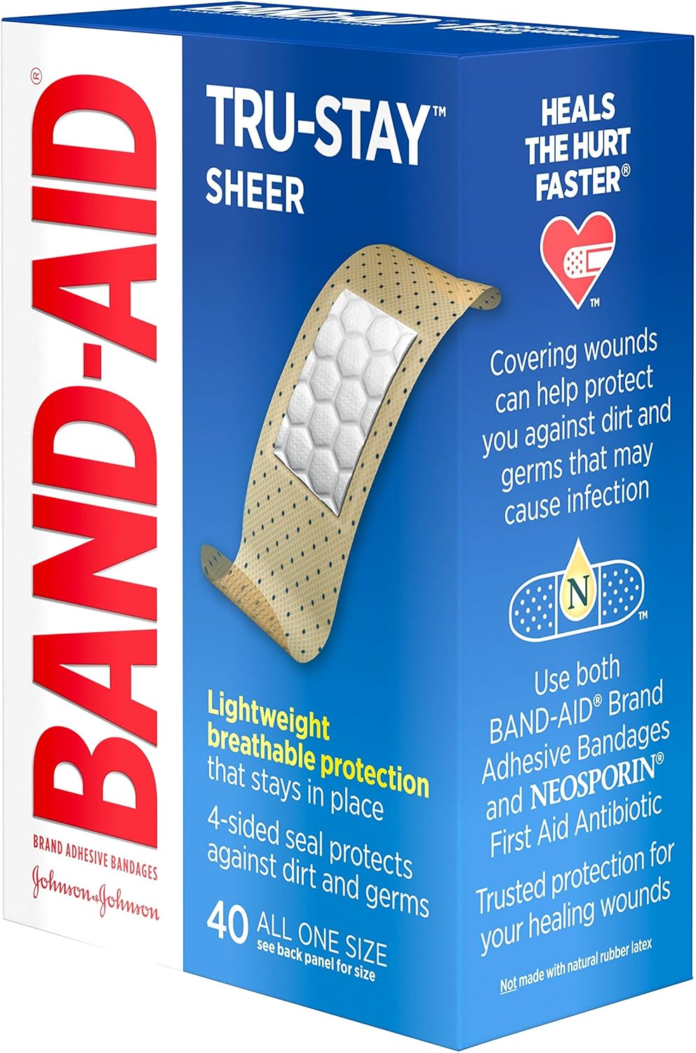 Band-Aid Brand Tru-Stay Sheer Strips Adhesive Bandages for First Aid and Wound Care, All One Size, 40 ct: Health & Personal Care
