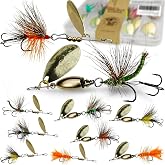 VMSIXVM Trout Spinner Baits Fishing Lures, Hand-Tied, Brass Parts | Irresistible Spinner-Fly Combo Kit, Dual Sharp Hook, Flash Vibration, Deadly Attraction, Storage Box Include, Fish Anywhere