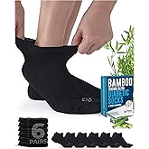 Doctor's Select Viscose Bamboo Ankle Diabetic Socks for Women and Men - 6 Pairs | Super Soft, Non Binding, Loose Wide Top