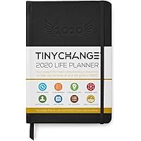 TINYCHANGE 2020 Planner Diary A5 Hardcover Daily; Weekly and Monthly Organizer Stationery Notebook Habit Tracker and Gratitude Journal with Productivity eBooks; Stickers; Thank You Cards; Bookmarks