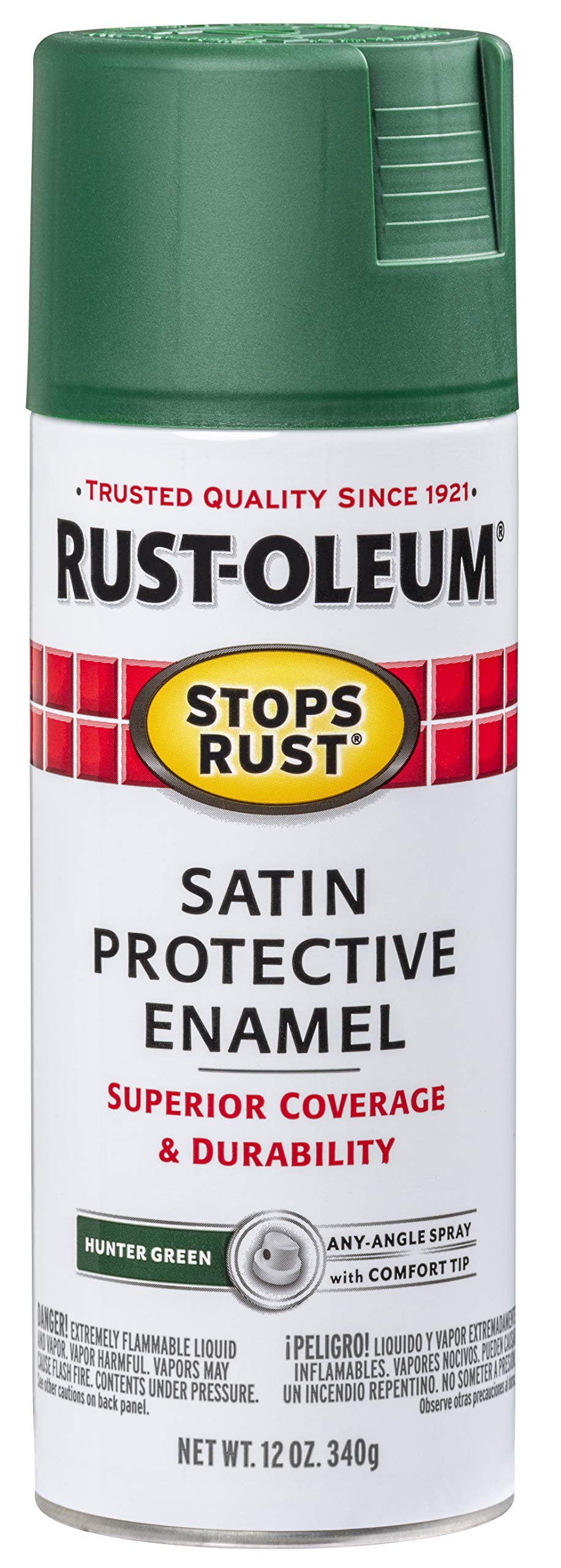 Rust-Oleum 7732830 Stops Rust Protective Satin Enamel Spray Paint for Metal, Alloy and Wood (Satin Hunter Green , 340 Grams)