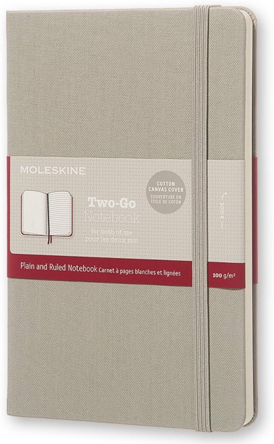 Moleskine Two-Go Ash Grey Medium Ruled-Plain Notebook