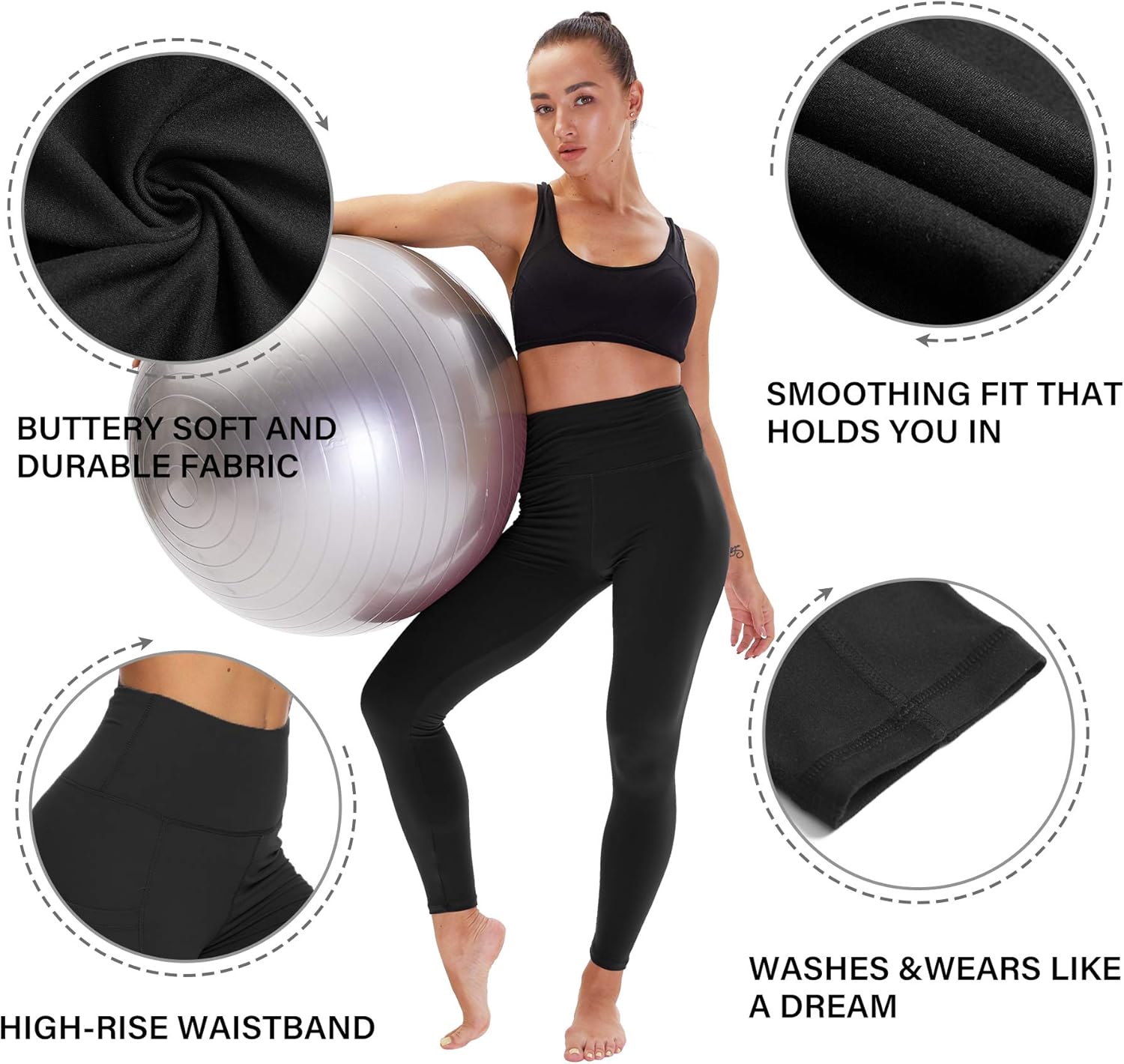 TNNZEET 3 Pack High Waisted Leggings for Women - Buttery Soft Workout Running Yoga Pants: Clothing