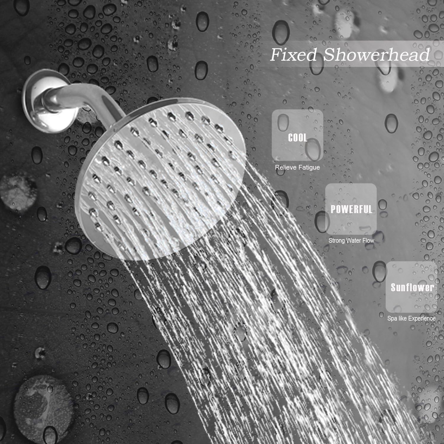 Aoleca fixed showerhead 6inches Rainfall Shower head Adjustable High Pressure sunflower shower heads for home and hotel