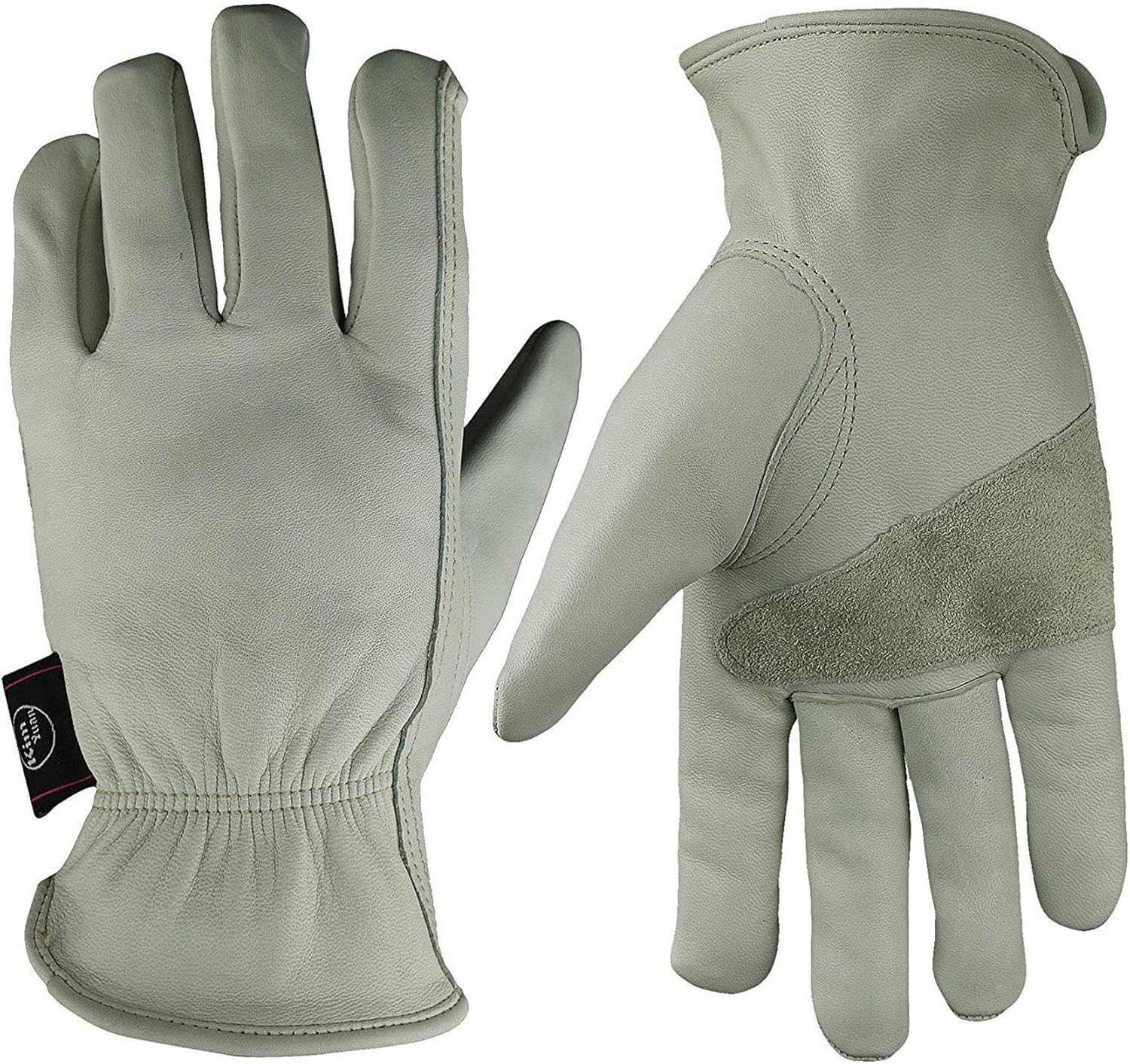 KIM YUAN Leather Work Gloves for Gardening/Cutting/Construction/Motorcycle, Men & Women, Elastic Wrist with Palm, M/L/XL (XXL) 1 Pair