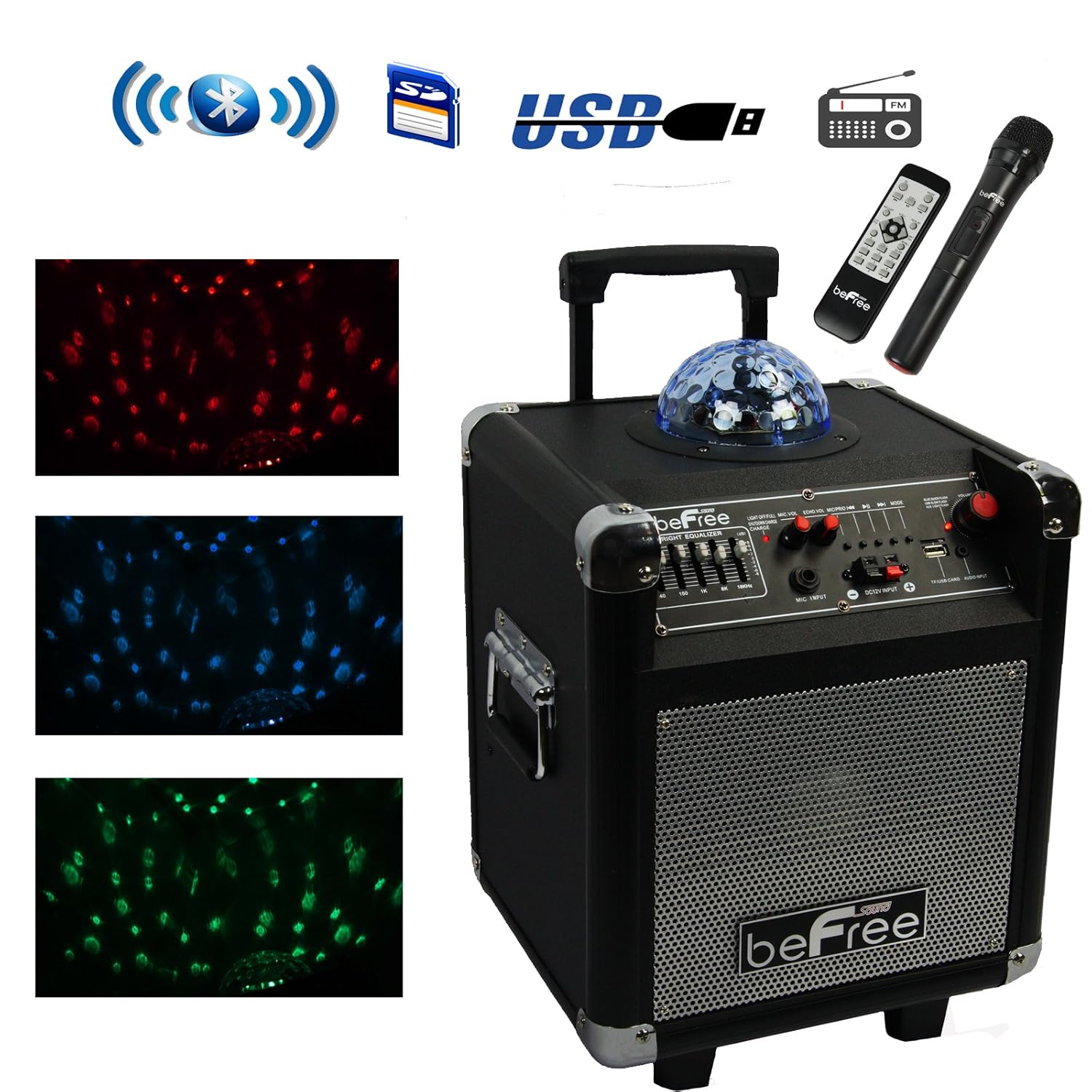 BEFREE SOUND PROJECTION PARTY LIGHT DOME BLUETOOTH DJ PA SPEAKER with REMOTE&MIC | eBay