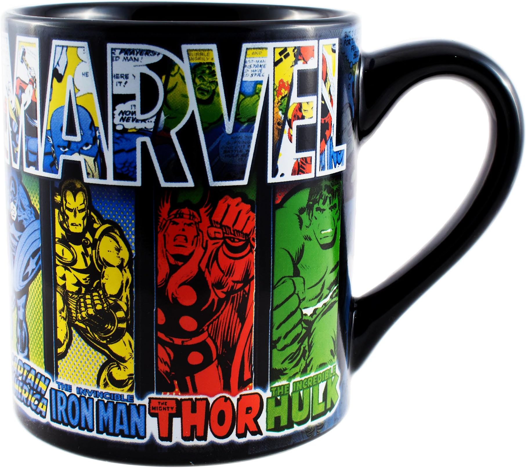 Marvel Silver Buffalo MC112532 Retro Comic Panel Ceramic Mug, 14 oz, Multicolor